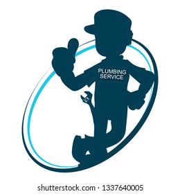 Plumber with a wrench silhouette