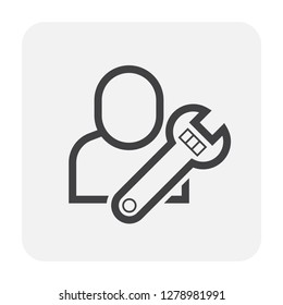 Plumber and wrench tool for plumbing problem solve, repair, maintenance and service. plumber is a  specializes in installing and maintaining plumbing systems. Vector illustration design icon. 