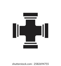 Plumbing 4 Way Pipe Filled Icon Vector Illustration