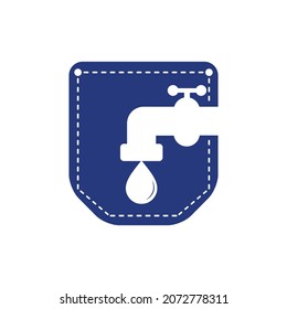 Plumbing app vector logo design template. Faucet with pocket icon vector design.	
