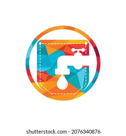 Plantilla de diseño del logotipo vectorial de la aplicación de fontanería. Faucet con diseño vectorial de icono de bolsillo.	
