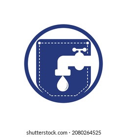 Plumbing app vector logo design template. Faucet with pocket icon vector design.	
