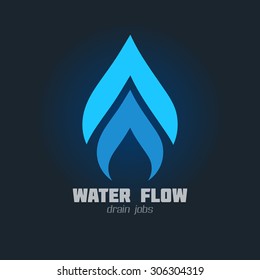 Plumbing Business vector icon. Plumbing or gas supply service sign. Brand visualization template. Vector graphics for water, flow, drops, hot & cold water, gas flames. Typography proposal. Editable.