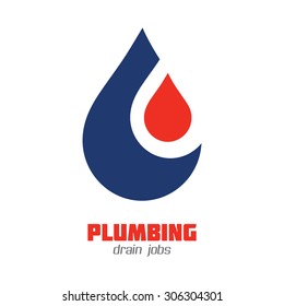 Plumbing Business or Water Supply Service icon vector sign. Brand identity template. Vector graphics for water flow, water drops, hot & cold water concept. Typography proposal. Editable layered.