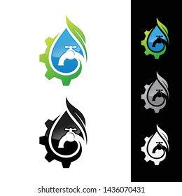 Plumbing company logo vector concept. Negative space style logo design