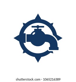 Plumbing Compass Logo Icon Design
