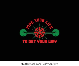 Plumbing connection vector design in red and green colors