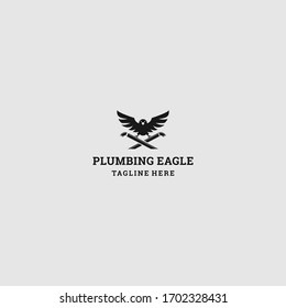 Plumbing eagle logo template design in Vector illustration