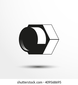 Plumbing elements. An internally threaded cap. Vector illustration.