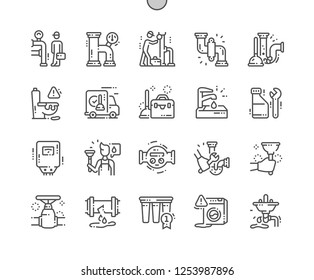 Plumbing elements Well-crafted Pixel Perfect Vector Thin Line Icons 30 2x Grid for Web Graphics and Apps. Simple Minimal Pictogram