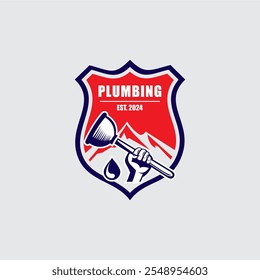 plumbing with emblem logo , plumbing logo