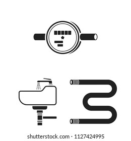 Plumbing, fitting black icons in set collection for design. Equipment and tools vector symbol stock web illustration.