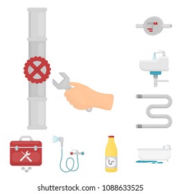 Plumbing, fitting cartoon icons in set collection for design. Equipment and tools vector symbol stock web illustration.