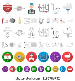 Plumbing, fitting cartoon icons in set collection for design. Equipment and tools vector symbol stock web illustration.