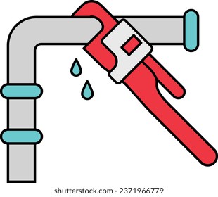 Klempnerbefestigung, Vektorsymbol für Vektorgrafik, Symbol für Handyman-Service Hausreparaturzeichen, Stockillustration für Bauunternehmer, Wasserversorgungs-Wasserversorgungsleitung mit franz. Konzept
