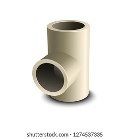 Plumbing fixtures and piping parts plastic fittings. Tools and materials for sanitary works. Vector illustration