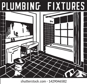 Plumbing Fixtures - Retro Ad Art Banner for Home Builders