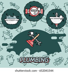 Plumbing flat concept icons