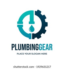 Plumbing gear vector logo template. This design use industrial symbol. Suitable for water business.