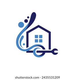 Plumbing home logo, plumbing house logo