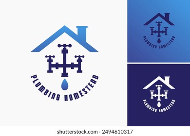 Plumbing Homestead Logo Template reflects reliability and professionalism in plumbing services for homes and estates.