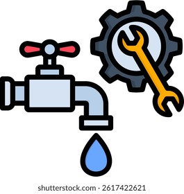 Plumbing Icon Lineal Color Vector Illustration