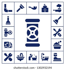  plumbing icon set. 17 filled plumbing icons.  Simple modern icons about  - Pipeline, Plunger, Pipe, Pipes, Plumber, Repair, Bathtub, Sink, Basin, Water tank