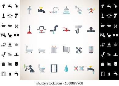 Plumbing icon set, vector illustration.