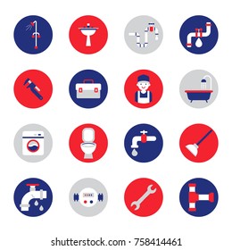 Plumbing Icons Flat Design