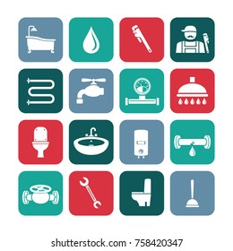 Plumbing Icons Flat Design Stock Vector (Royalty Free) 758420347 ...