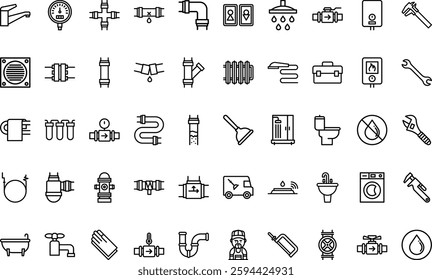 Plumbing icons High-Quality Vector Icons Collection with Editable Stroke. Ideal for Professional and Creative Projects.