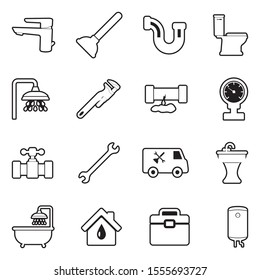 Plumbing Icons. Line With Fill Design. Vector Illustration.