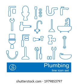Plumbing icons line set. Vector illustration collection.