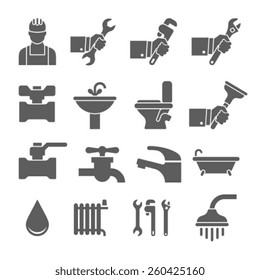 plumbing icons set