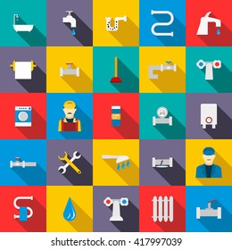 Plumbing icons set