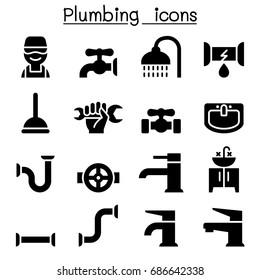 Plumbing icons set