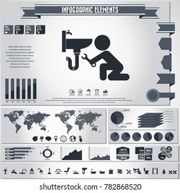 plumbing icons set and infographics elements