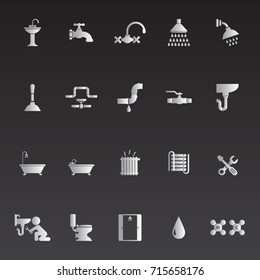plumbing icons set vector