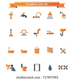 plumbing icons set vector