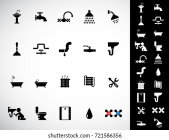 plumbing icons set vector