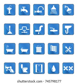 plumbing icons set vector