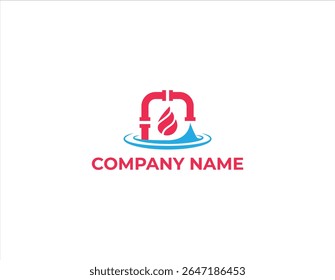Instalación de fontanería diseño de logotipo de tubería de Vector y símbolo de agua estilo minimalista moderno