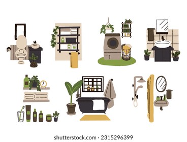 Plumbing interior illustration set Comical hand-drawn illustrations