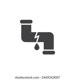 Plumbing leaks vector icon. filled flat sign for mobile concept and web design. Pipe with water leaking glyph icon. Symbol, logo illustration. Vector graphics