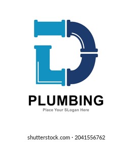 Plumbing letter D logo vector design. Suitable for pipe service, drainage, sanitation home, and maintenance service company   