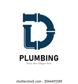 Klempnerbrief D Logo, Vektorvorlage. Geeignet für Rohrleitungen, Entwässerung, Sanitäreinrichtungen oder Dienstleistungsunternehmen   