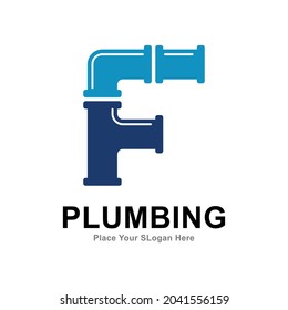 Plumbing letter F logo vector design. Suitable for pipe service, drainage, sanitation home, and maintenance service company   