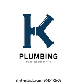 Plumbing letter K logo vector template. Suitable for pipe service, drainage, sanitation home, or service company   