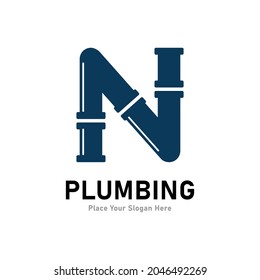 Plumbing letter N logo vector template. Suitable for pipe service, drainage, sanitation home, or service company   