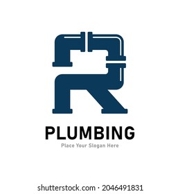 Plumbing letter R logo vector template. Suitable for pipe service, drainage, sanitation home, or service company   